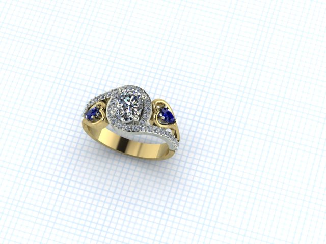 18K Diamond And Sapphire Ring