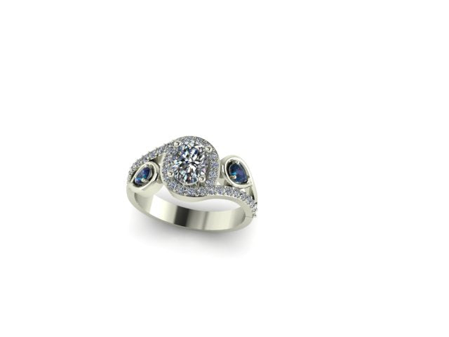 14KT WG Diamond w/Sapphire Rings