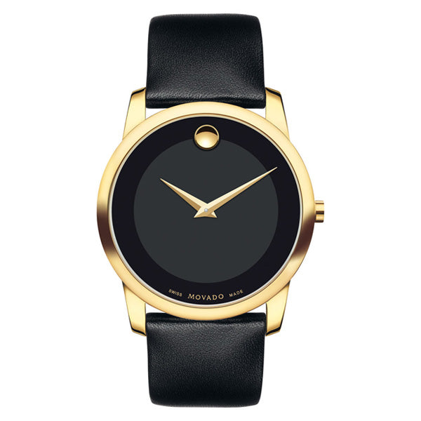 Men Museum Black Dial Leather Watch Model # 0606876