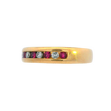 10K Yellow Gold Ring Channel Set w/ Diamond and Ruby