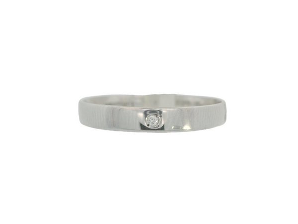 14K White Gold Solitaire Wedding Band