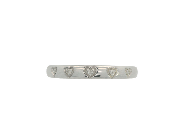 14K White Gold Heart Shaped Setting Wedding Band