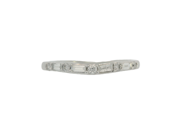 14K White Gold Wedding Band w/ Baguette Diamond