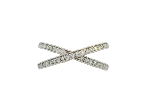 14K White Gold Criss-Cross Diamond Ring