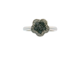 10K White Gold Ring Set With Diamonds & Black Diamond