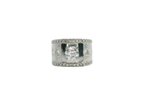 14K White Gold Diamond Band