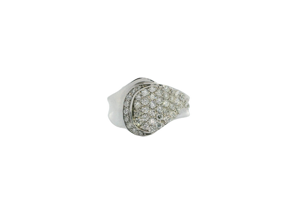 14K White Gold Pave Diamond Ring