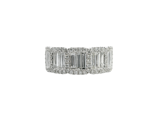 18K White Gold Ring Multi-Baguette Diamond Ring