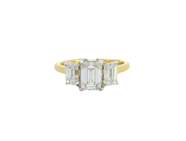 14K Yellow Gold Emerald Cut Diamond Ring