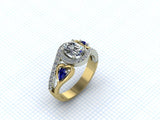 18K Diamond And Sapphire Ring