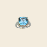 Blue Topaz White Gold Ring 14K