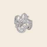 White Gold Diamond Ring Set W/ Baguette Diamonds 14K