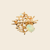 Opal Gold Brooch Set With Pearl & Diamonds 14K