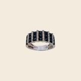 Sapphire Set with Diamonds 14K White Gold Ring