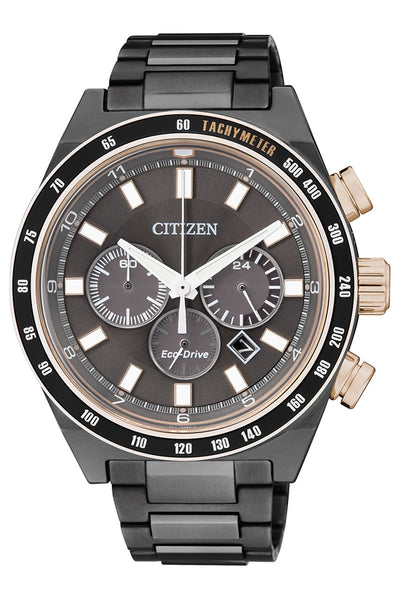 CITIZEN Sport Chronograph Eco-Drive Charcoal Grey Dial Grey Ion-plated Men's Watch Item No. CA4207-53H