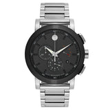 MOVADO S.STEEL BLK DIALW.RESISTANT SWISS MOVEMENT