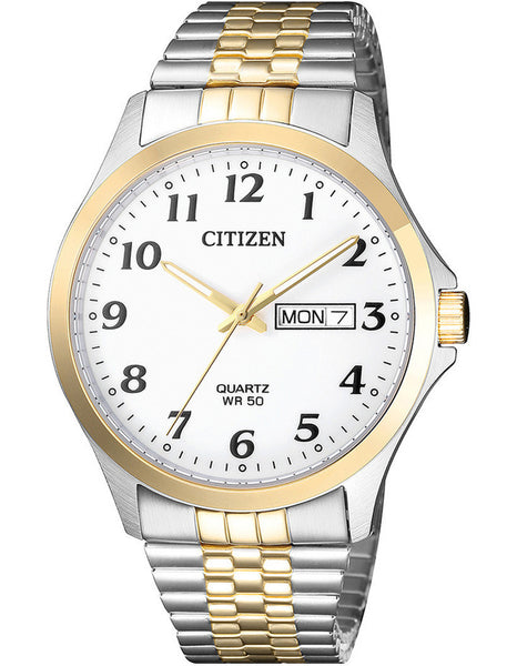 Men's Citizen two tone stainless steel Quartz watch. Model #  BF5004-93A