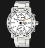 Seiko Men's SNN221 Chronograph White Dial Stainless Steel Watch