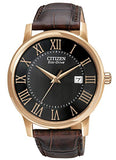 Men's Citizen Eco Drive Black Dial Brown Leather Watch. Model  No. BM6759-03E
