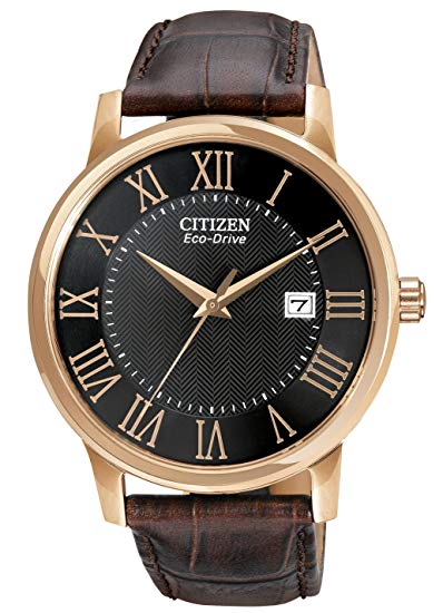 Men's Citizen Eco Drive Black Dial Brown Leather Watch. Model  No. BM6759-03E