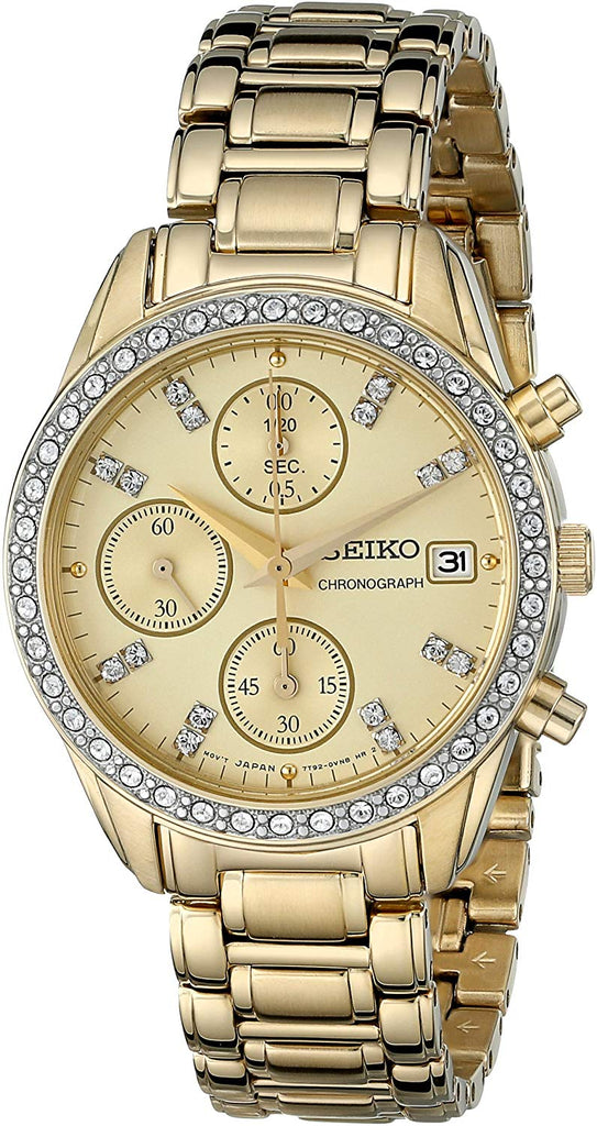 Seiko Chronograph Champagne Dial Gold-tone Ladies Watch SNDX76