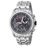Men's Chrono-Time Eco-Drive Grey Dial Stainless Steel Watch Model No. BY0100-51H
