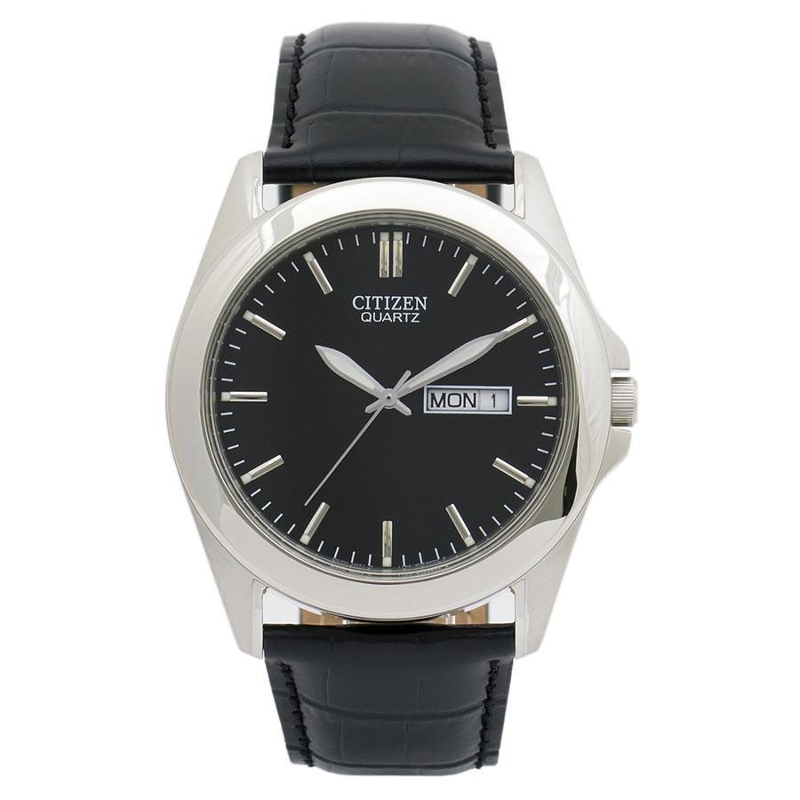 Citizen Quartz Watch Black Dial and Leather Strap Model No
