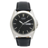 Citizen Quartz Watch with Black Dial and Leather Strap #BF0580-06E