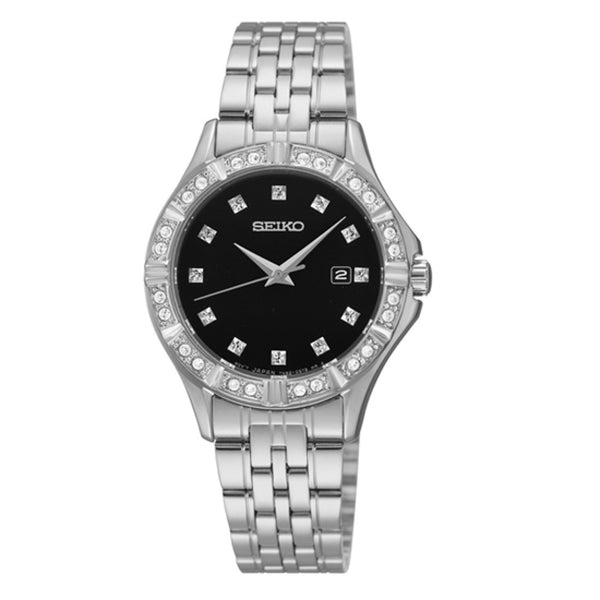 SEIKO Black Dial Stainless Steel Ladies Watch SXDF09